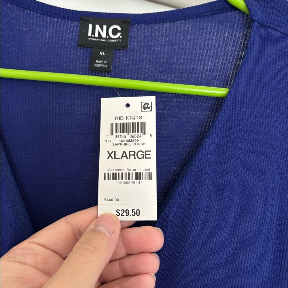 INC International Concepts Women's Royal Blue Long Sleeve Top - Picture 2 of 3